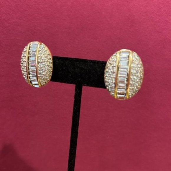 S.A.L SWAROVSKI Clear Crystal Gold EARRINGS - Picture 6 of 11